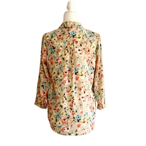 Bellatrix Blouse Shirt Semi Sheer Floral Button Front Blouse Top Size Small - Picture 3 of 14